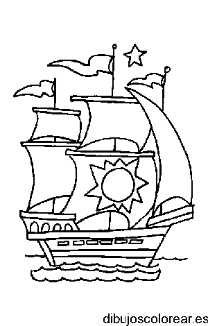 Dibujo de un barquito en el mar