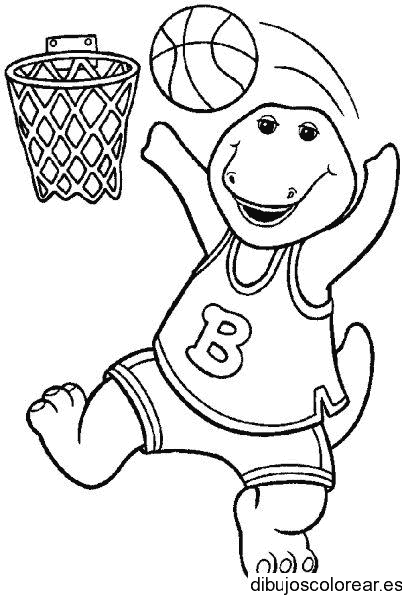 Dibujo de Barney jugando al basquet ball