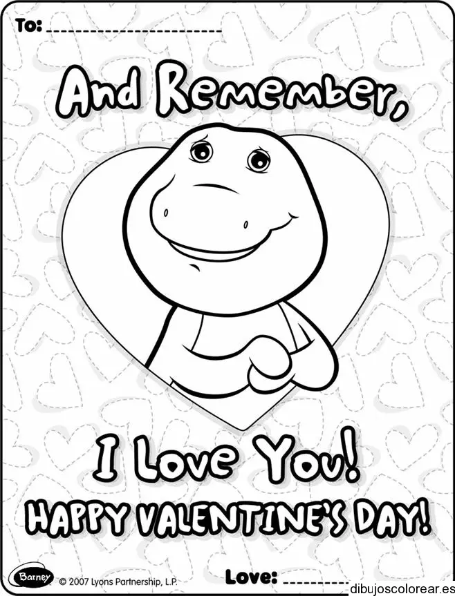 Dibujo de Barney en San Valentin