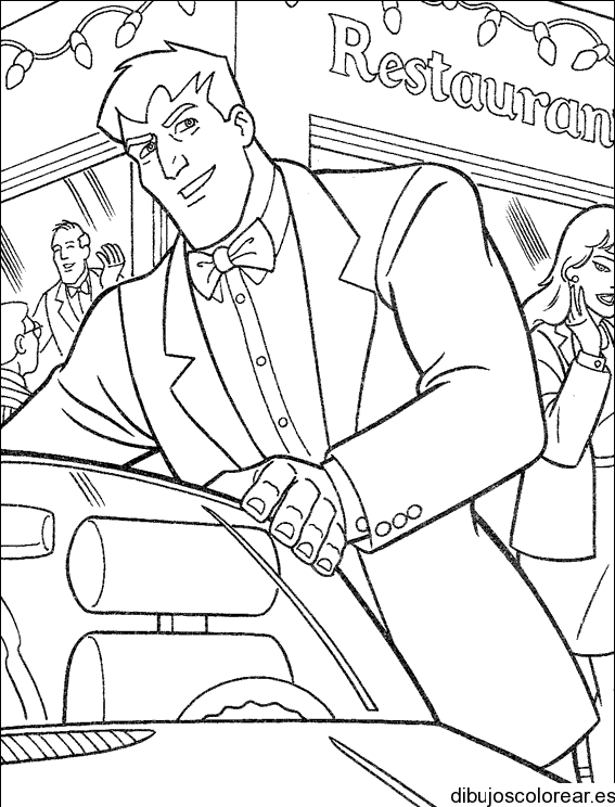 Dibujo de un chico en coche