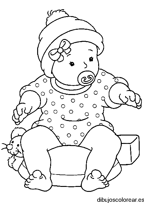 Dibujo de un bebé sentado y con gorro