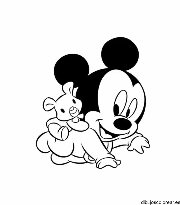Dibujo de Mickey Mouse y un osito