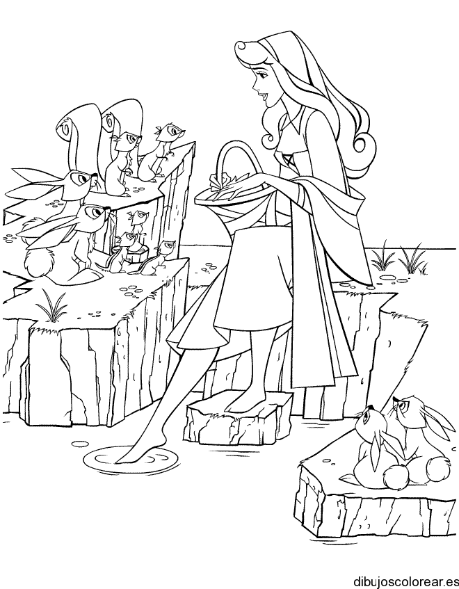 Dibujo de Aurora y tres ardillas