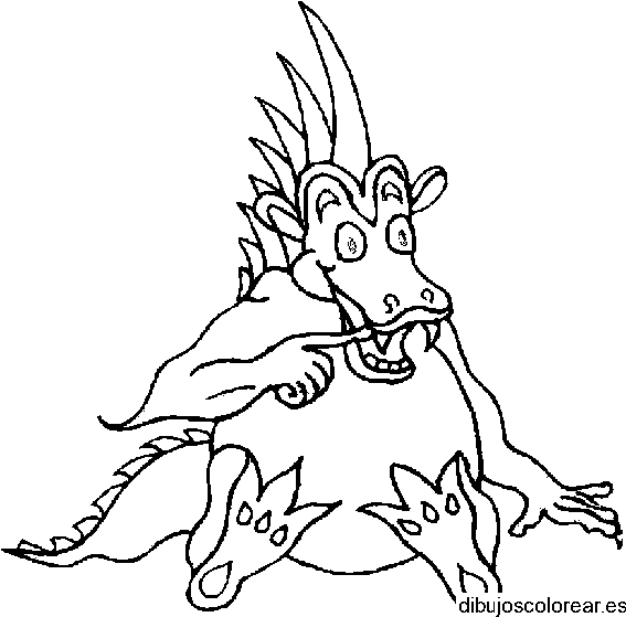 Dibujo de un dragón riendo