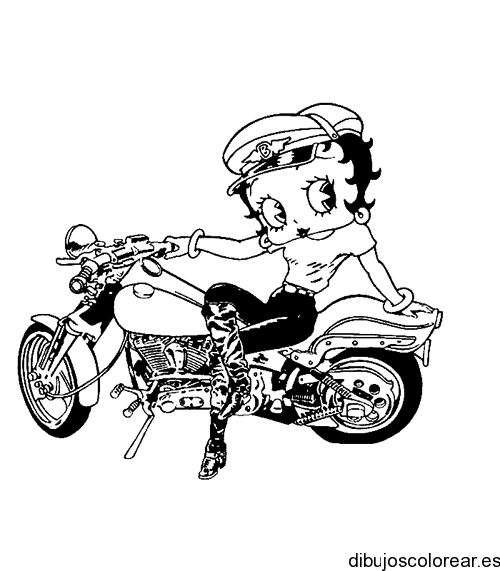 Dibujo de Betty Boop en una moto