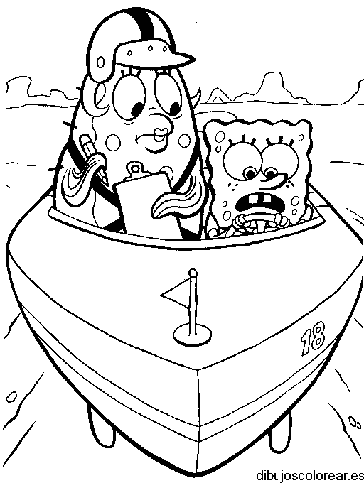 Dibujo de Bob Esponja en barco