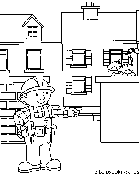 Dibujo de Bob Constructor y una casa
