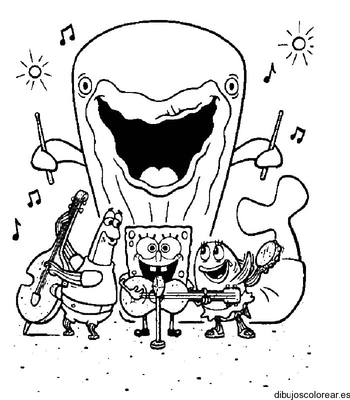 Dibujo de Bob Esponja y su banda