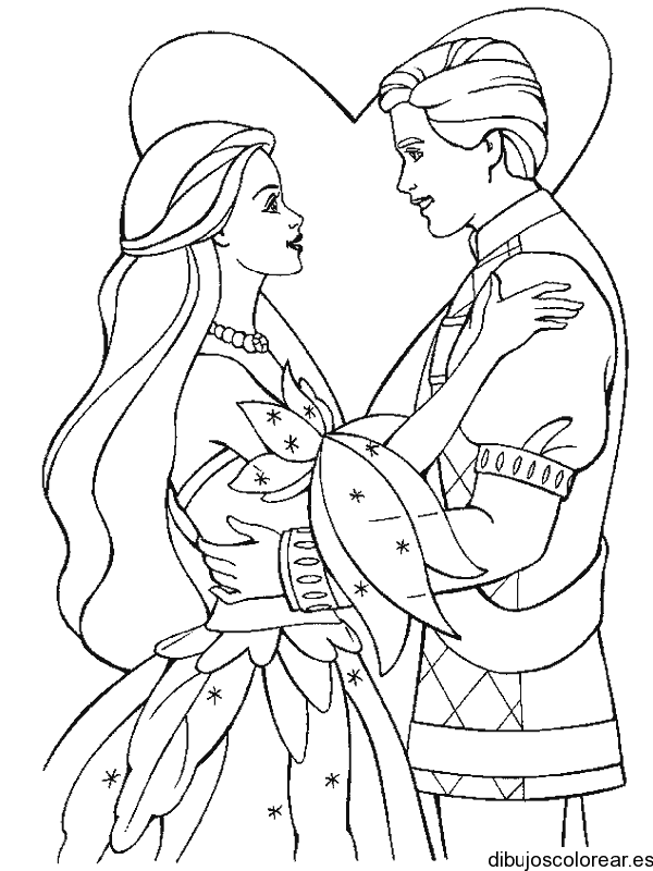 Dibujo de enamorados en un corazón