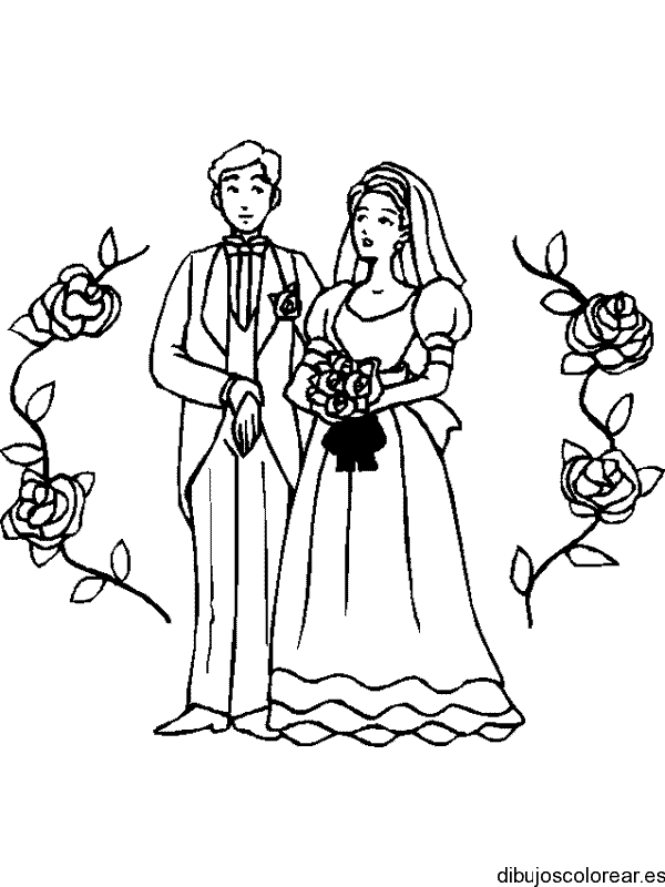 Dibujo de novios en el altar