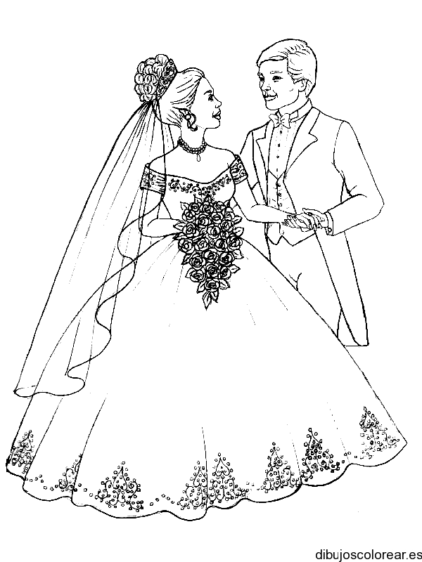 Dibujo de novios en la boda