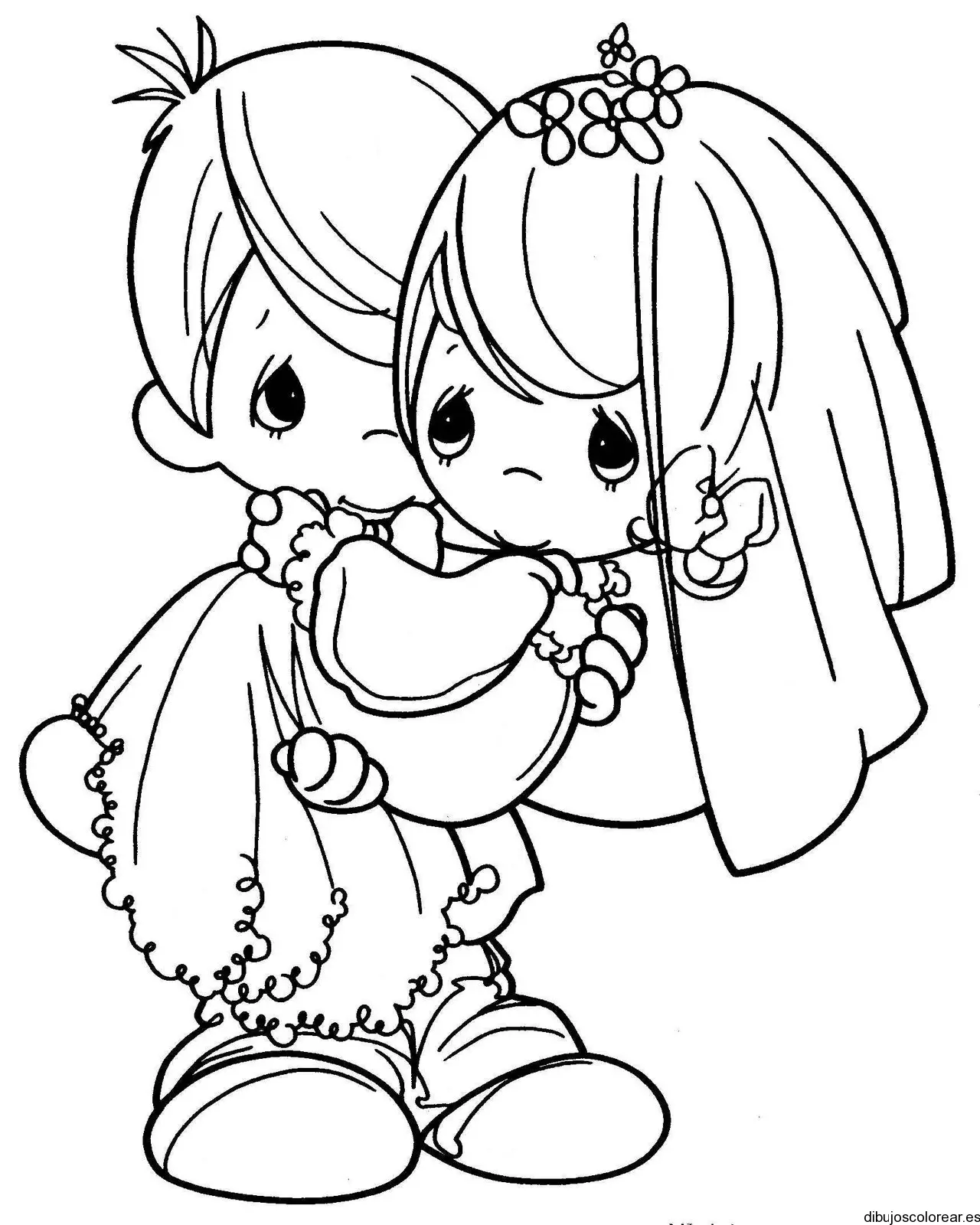 Dibujo de una pareja en su boda