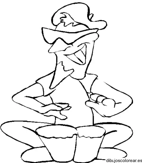 Dibujo de hombre tocando el bongo