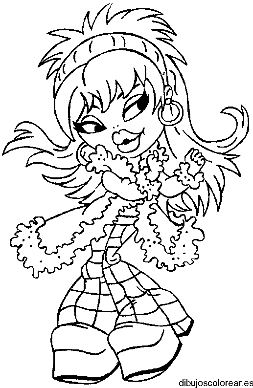 Dibujo de Bratz con pantalón a cuadros
