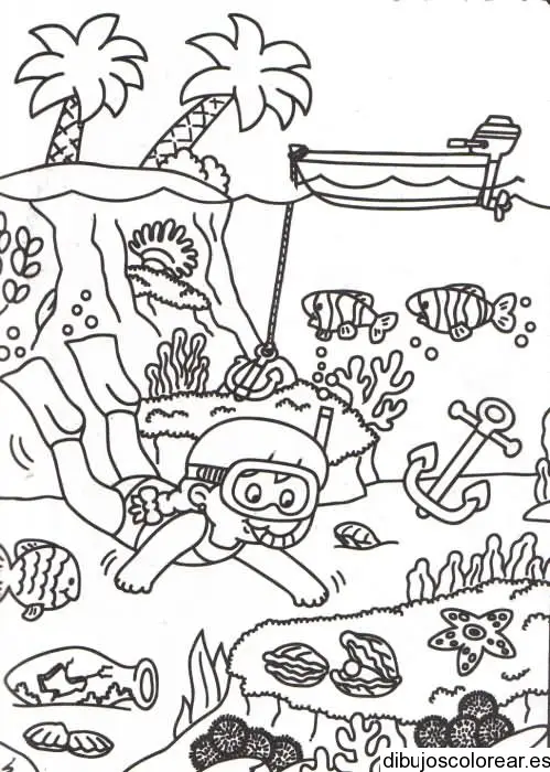 Dibujo de un niño buceando