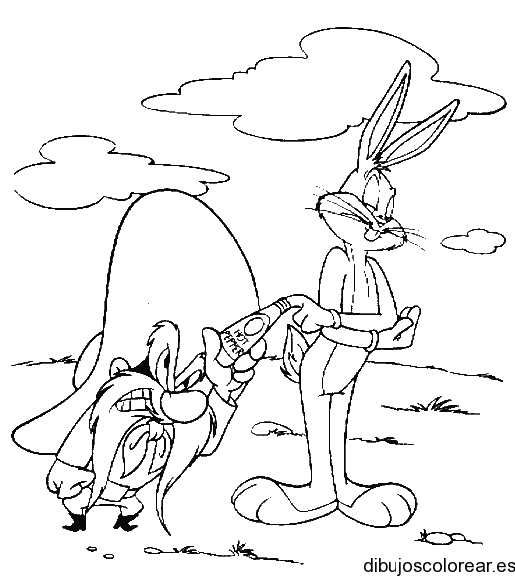 Dibujo de Bugs Bunny y Sam