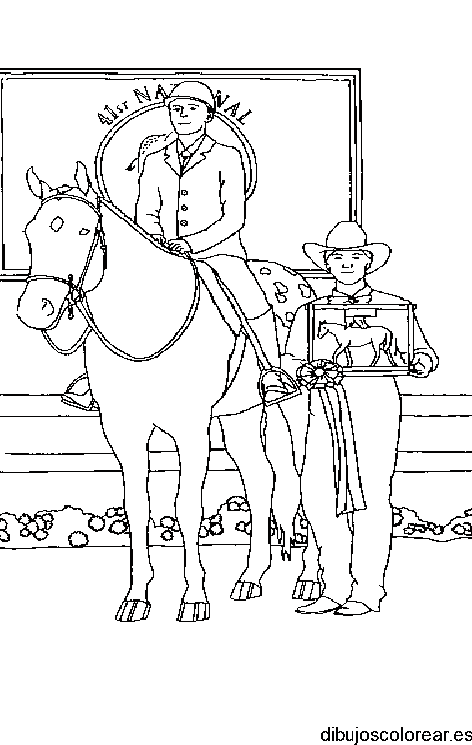 Dibujo de un jockey y un caballo