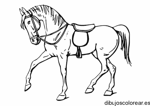 Dibujo de caballo con su silla