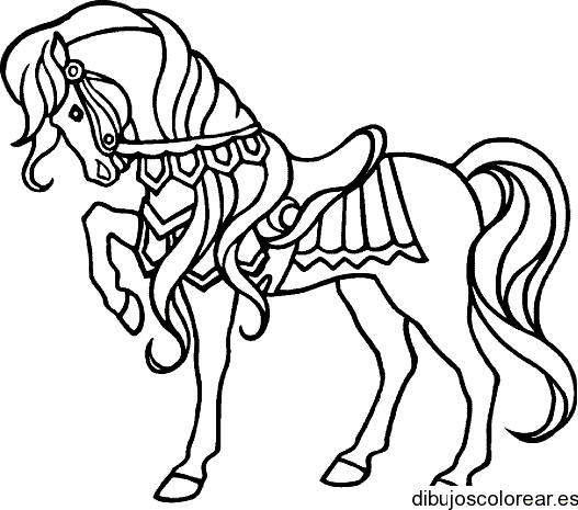 Dibujo de un caballo con silla