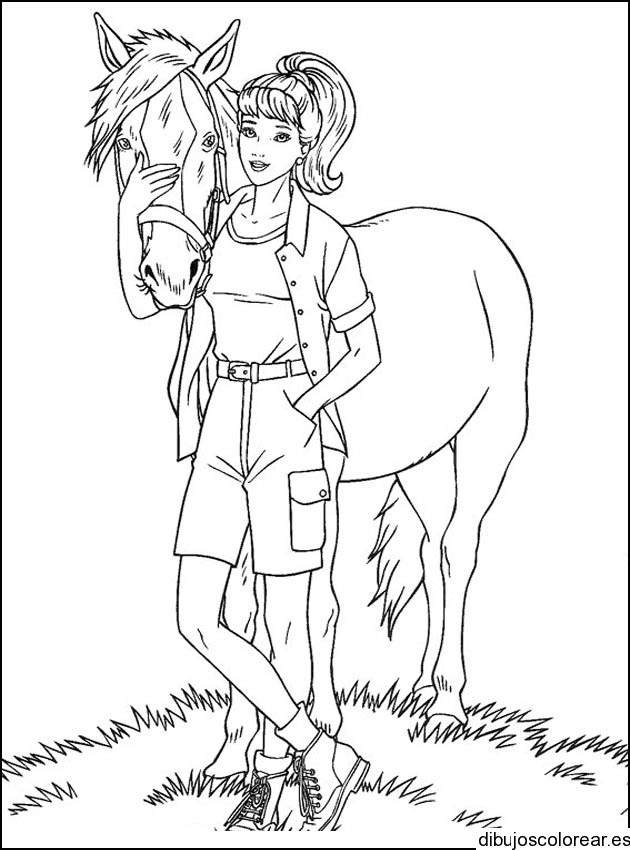 Dibujo de Barbie y un caballo