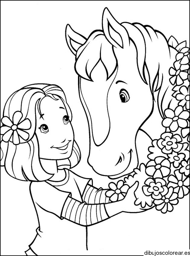 Dibujo de una niña y un caballo