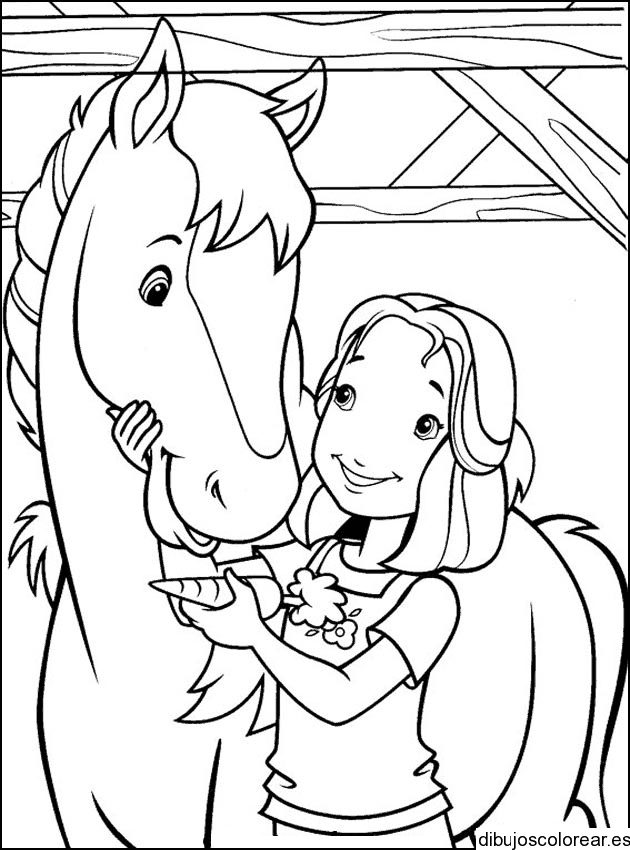 Dibujo de un caballo en el establo
