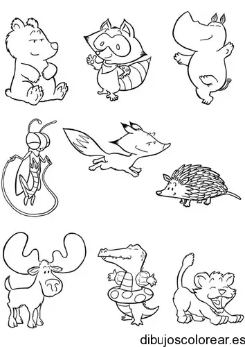 Dibujo de un grupo de animales 