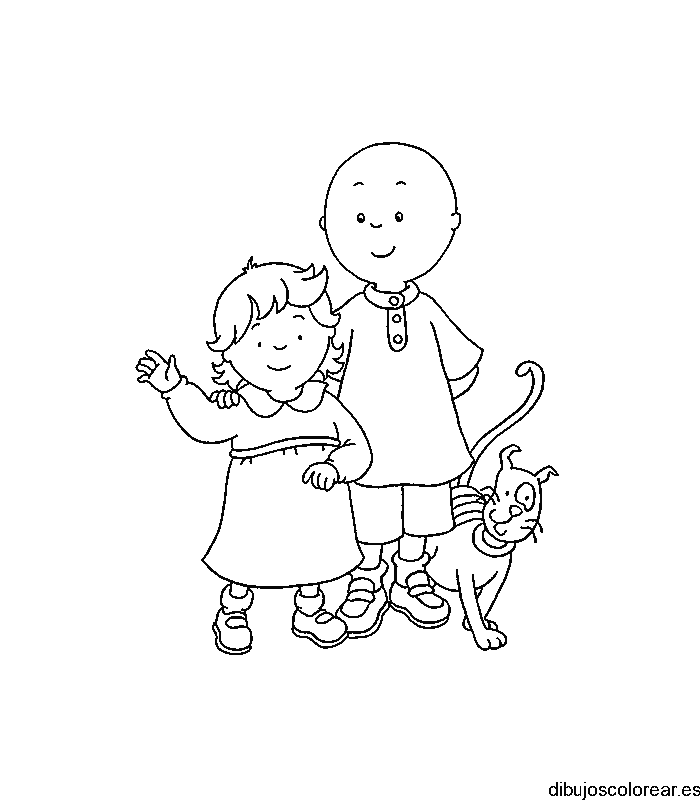 Dibujo de Caillou con un gato