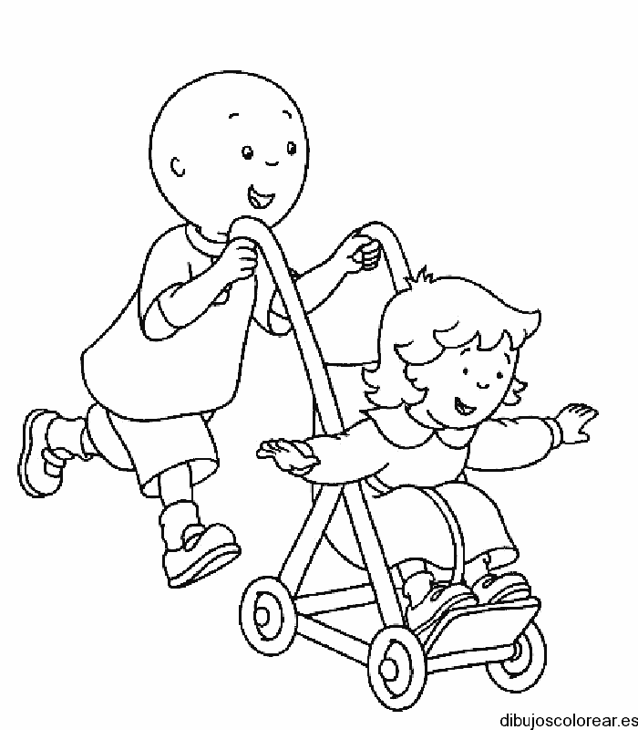 Dibujo de niños jugando con carrito