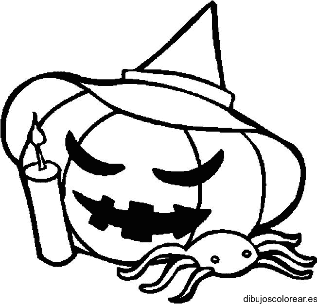 Dibujo de una calabaza con sombrero 