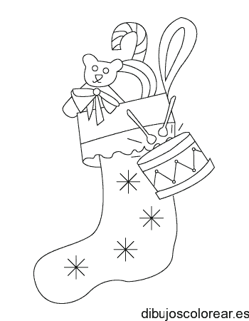 Dibujo de un calcetín con juguetes