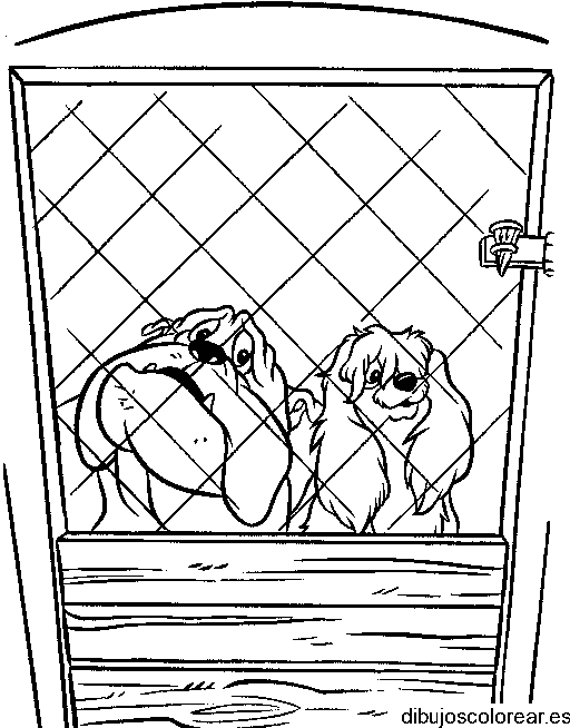 Dibujo de dos perros enjaulados
