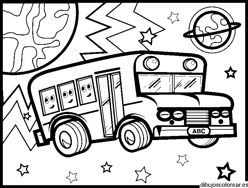 Dibujo de un autobús con estrellas