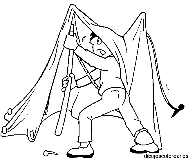 Dibujo de un hombre y una carpa