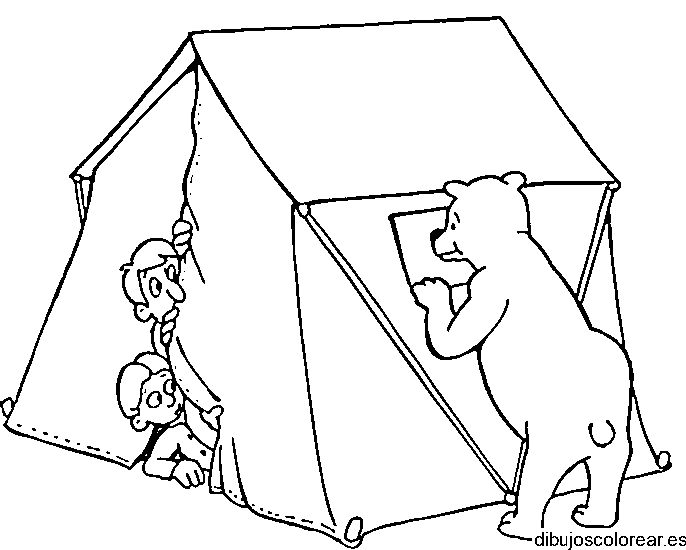 Dibujo de un oso en una carpa