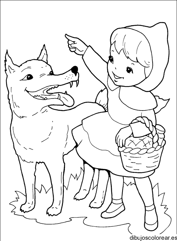 Dibujo de Caperucita Roja y el lobo