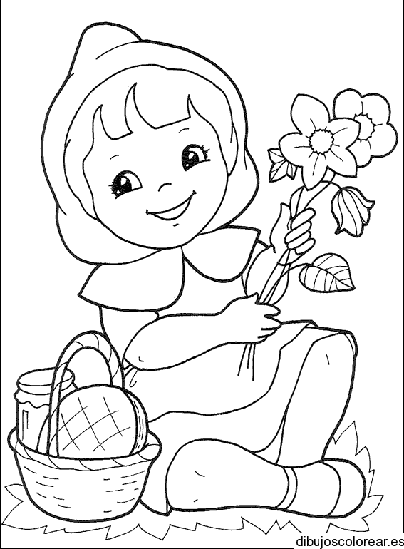 Dibujo de una niña y una cesta