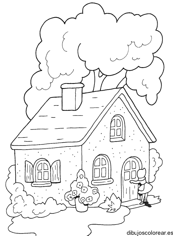 Dibujo de caperucita y una casita