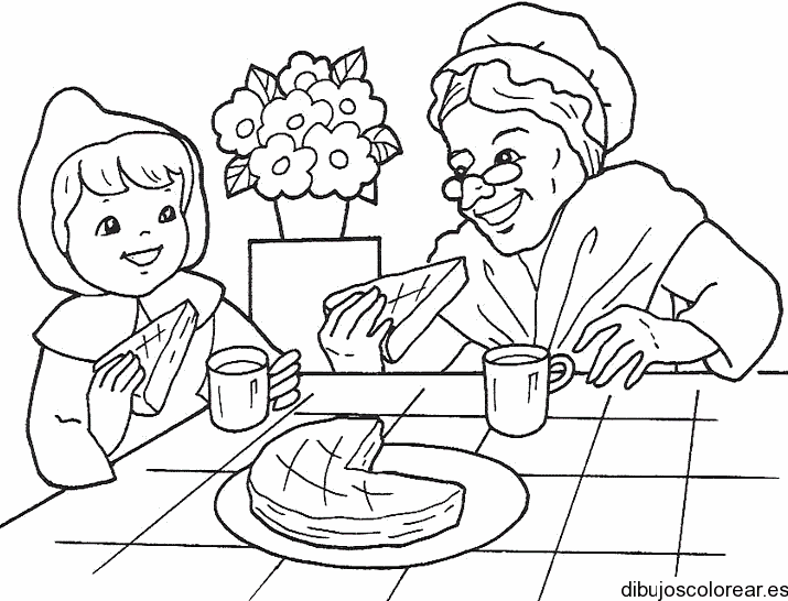Dibujo de Caperucita y la abuelita