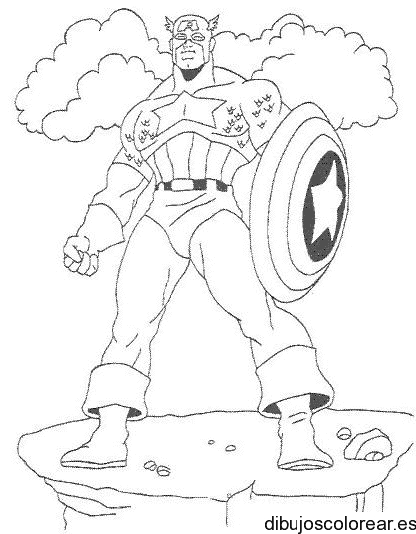 Dibujo del Capitán América con nubes