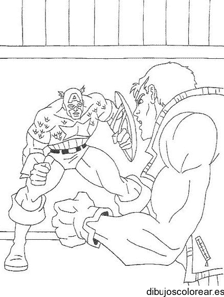 Dibujo del Capitán América en combate