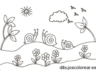 Dibujo de caracoles en la colina