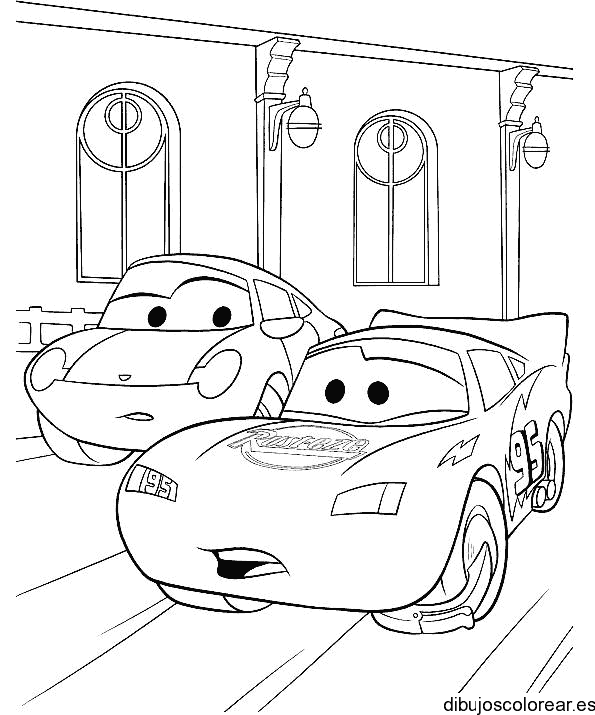 Dibujo de un parking con dos coches