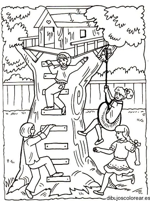 Dibujo de casita en un árbol