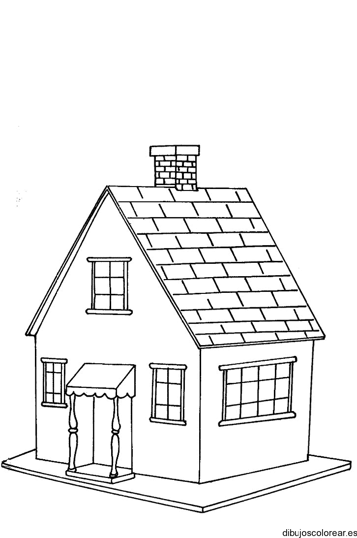 Dibujo de una casa con tejas