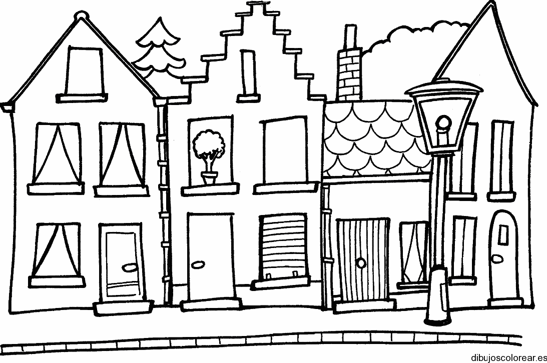 Dibujo de tres casas