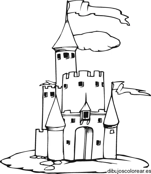 Dibujo de un castillo con bandera