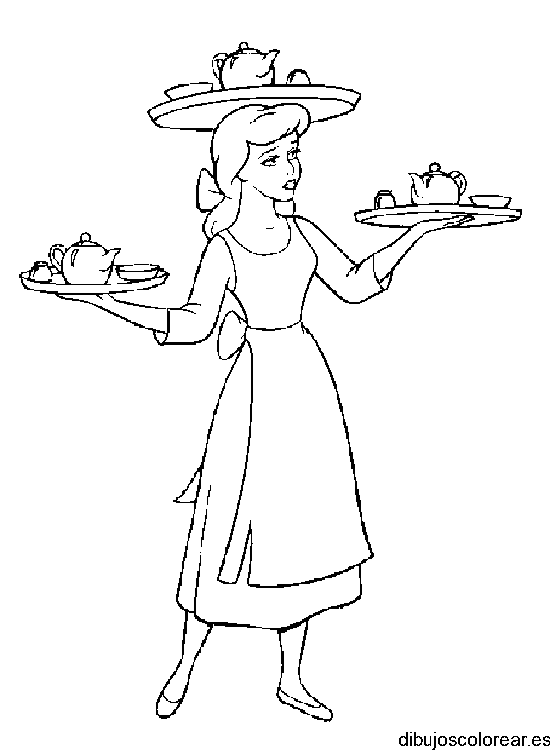 Dibujo de Cenicienta con un banquete