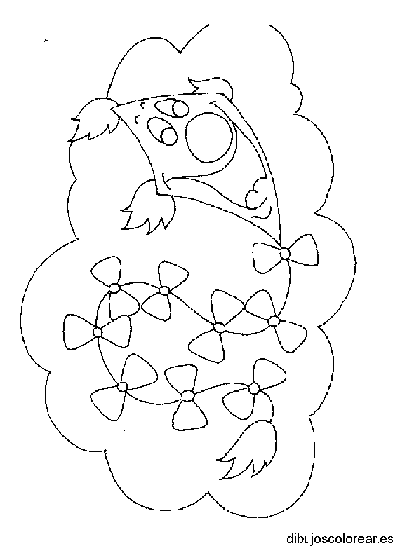 Dibujo de un cometa con un rostro de payaso