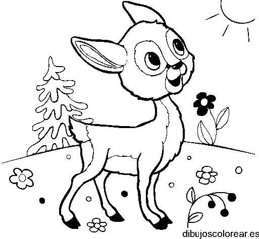 Dibujo de un venadito viendo el sol